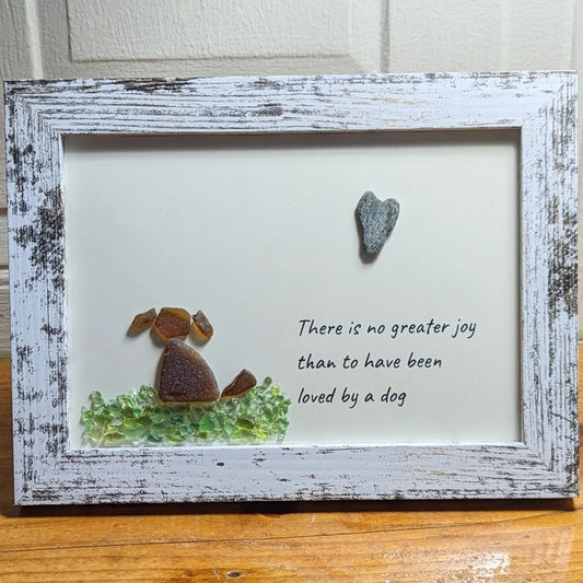 Sea Glass Art Dog Pebble Art Gift for Dog Lovers Unique Gift