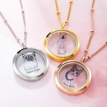 Personalized Pet Fur Necklace with Portrait – Custom Keepsake Jewelry