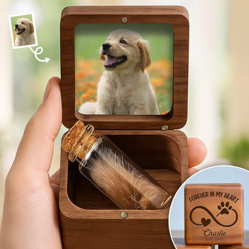 Custom Photo Wooden Pet Fur Keepsake Box