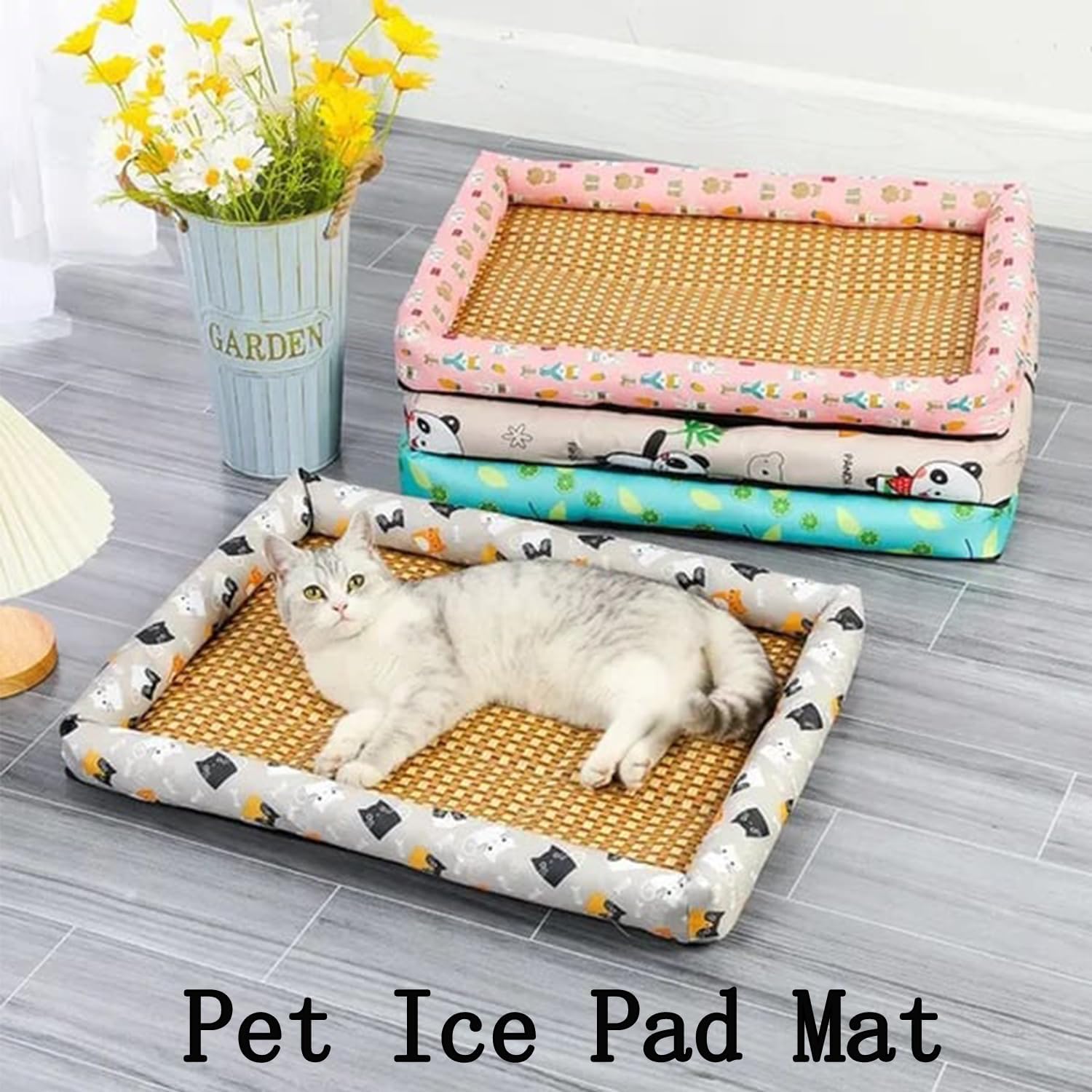 Breathable Rattan Cooling Pet Bed for Cats & Dogs