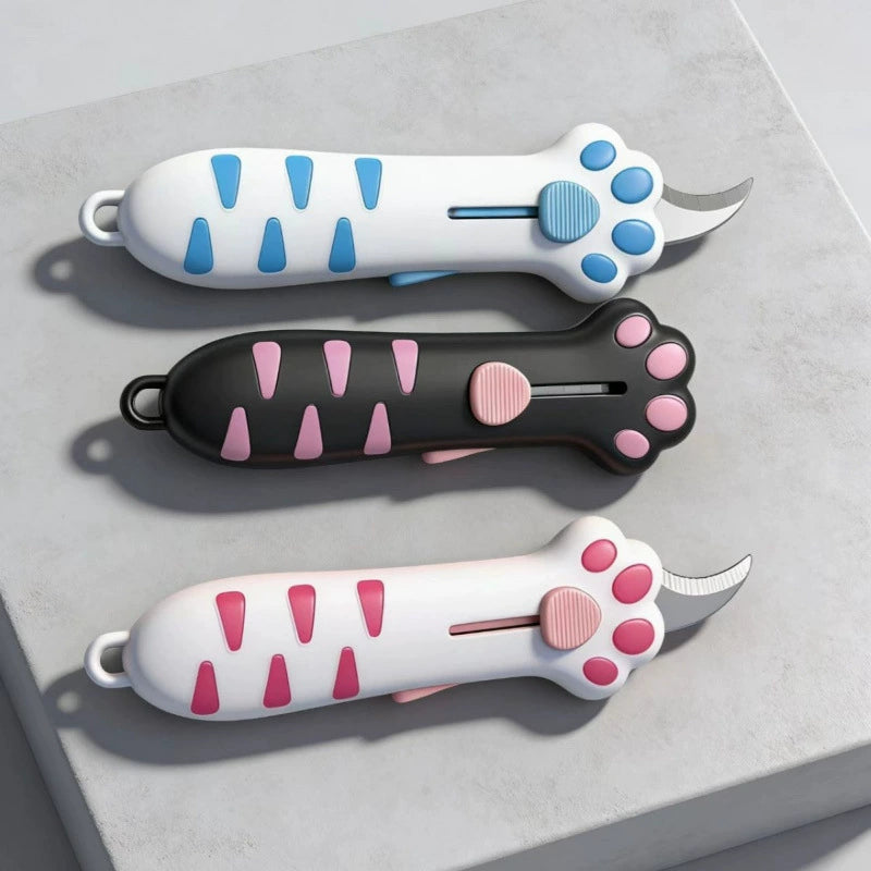 Retractable Cat Paw Box Cutter Safe One-Button Slide