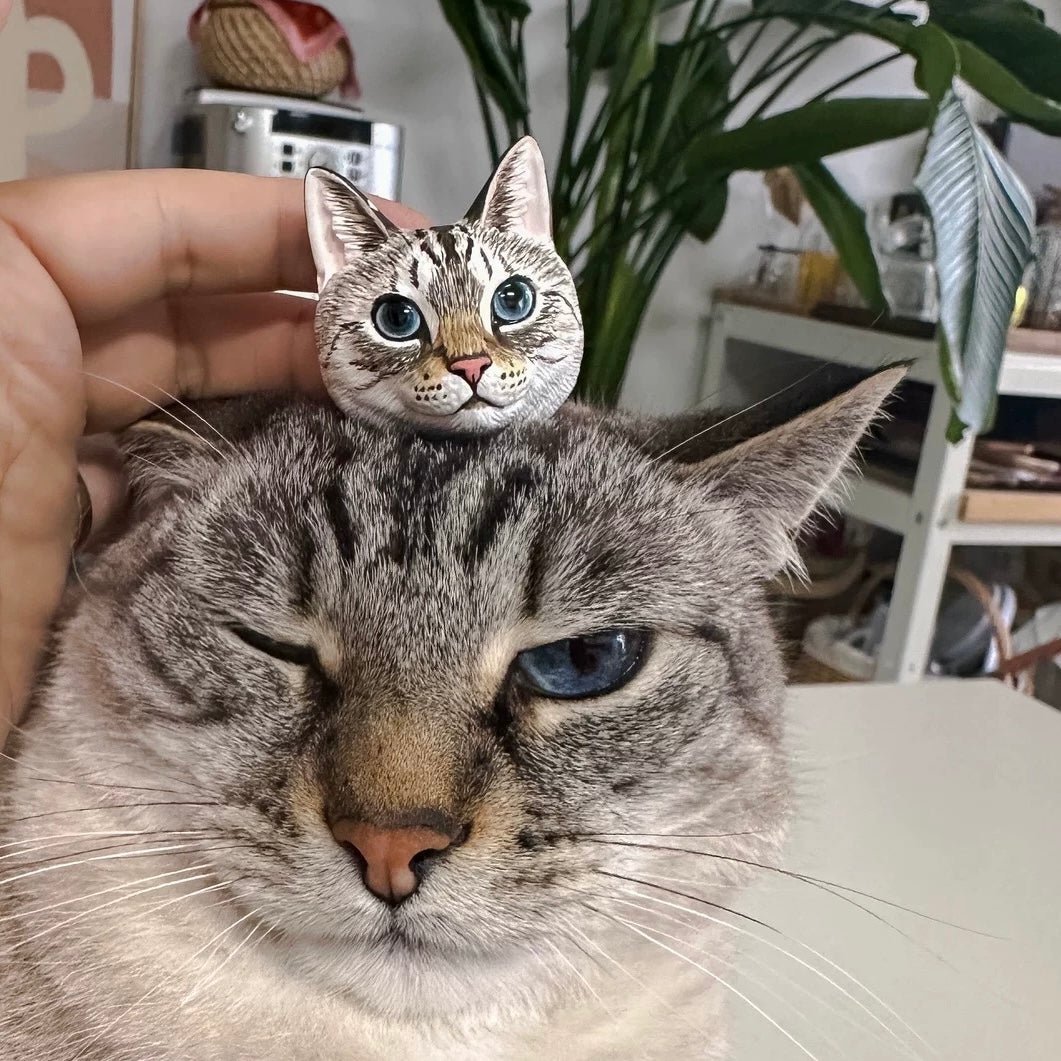 Custom Pet Head Figurine – Handmade 3D Magnetic Mini Sculpture