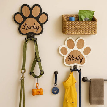 Custom Wooden Pet Dog Leash Storage Rack