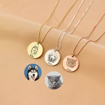 Custom Pet Portrait Name Necklace