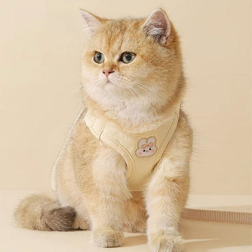 Cat Harness and Leash Set – Cute Rabbit Embroidered Adjustable Vest for Walking