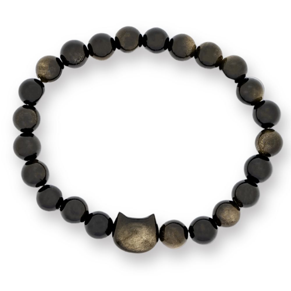 Black Cat Chakra “Power of 23” Positive Energy Golden Obsidian Bracelet