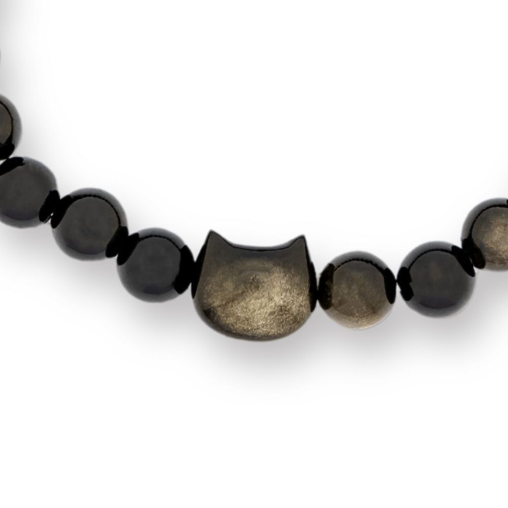 Black Cat Chakra “Power of 23” Positive Energy Golden Obsidian Bracelet