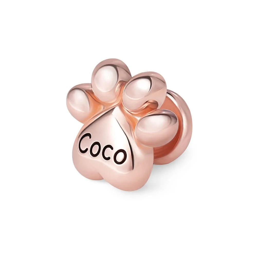 Personalized Name Bubble Pet Paw Print Watch Band Charm