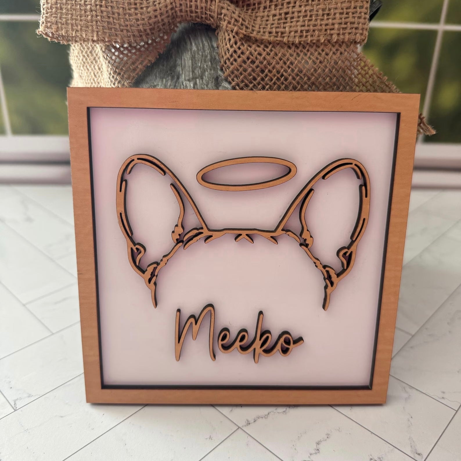 Custom Framed Dog Ear Drawing Pet Memorial Decor for Home