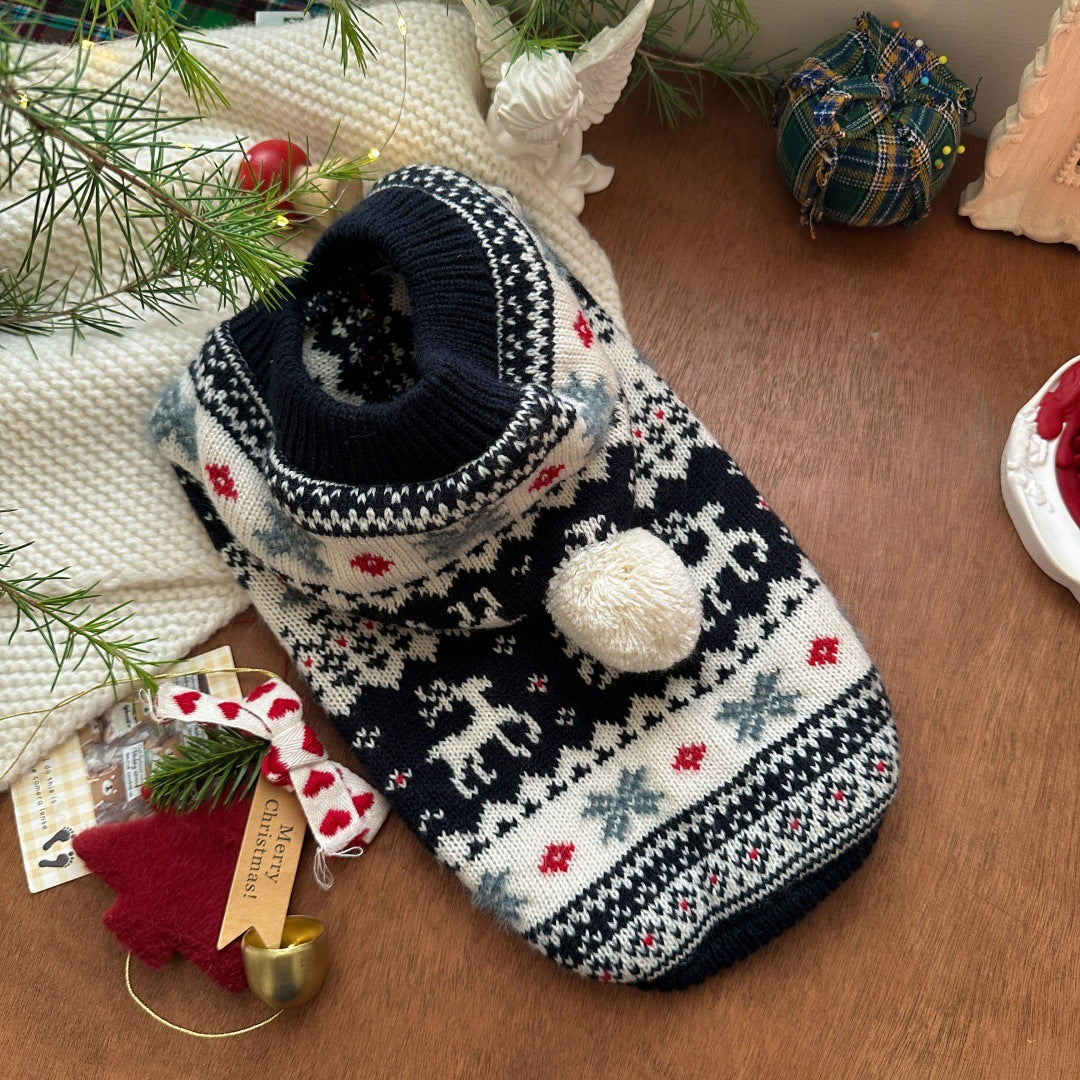 Pet Christmas Sweater with Hood, Autumn and Winter Clothing, Warm Sweater for Cats and Dogs