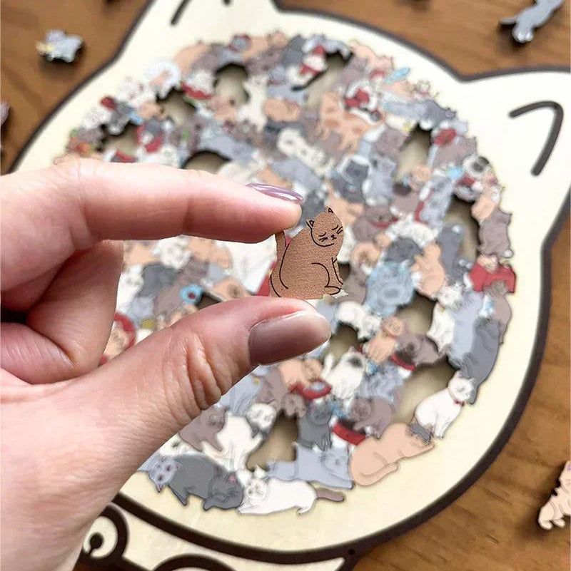 Morandi Cat Shaped Wooden Jigsaw Puzzle – 135 Pieces