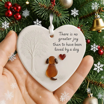 Heartwarming Dog Heart-Shaped Sea Glass Hanging Ornament