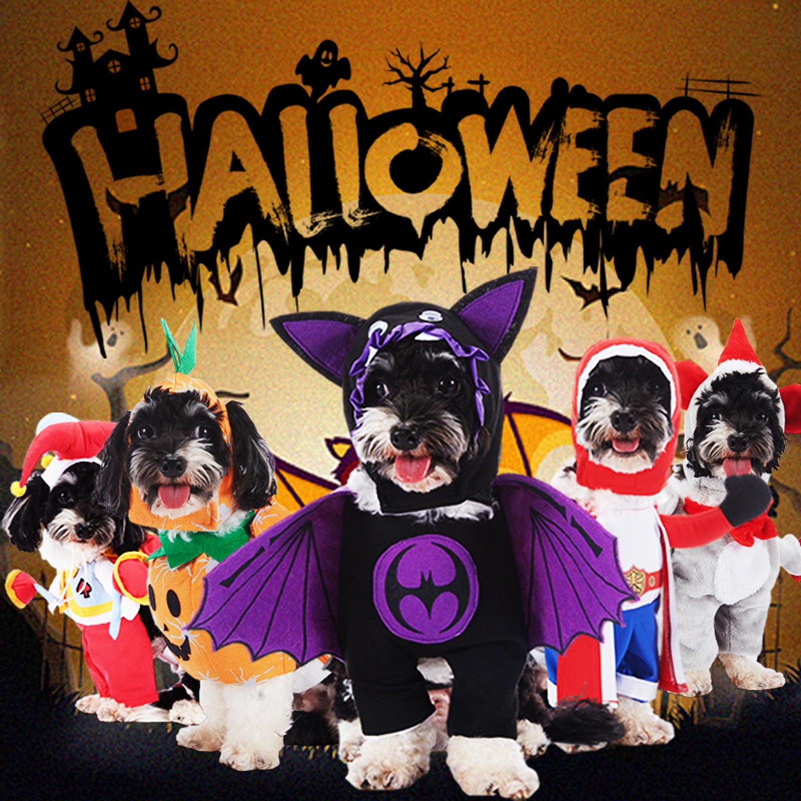 Dog Halloween Costumes Christmas Funny Soft Pet Fall/Winter Outfits