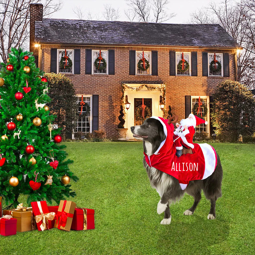 Personalized Christmas Santa Pet Riding Clothes