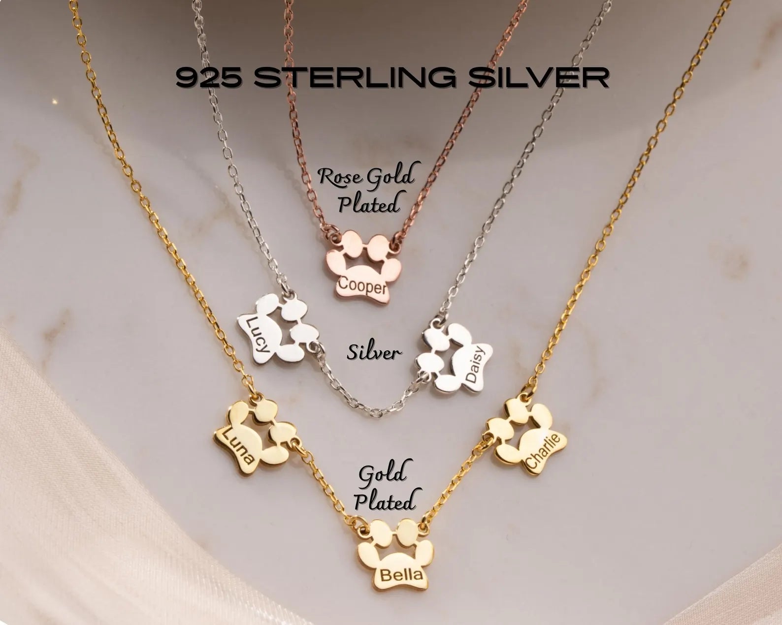 Personalized Tiny Dog Cat Paw Necklace