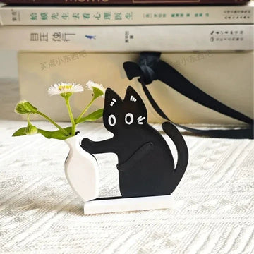 Multi-Functional Cat Fridge Magnet - Flower Vase & Pet Hair/Whisker Storage