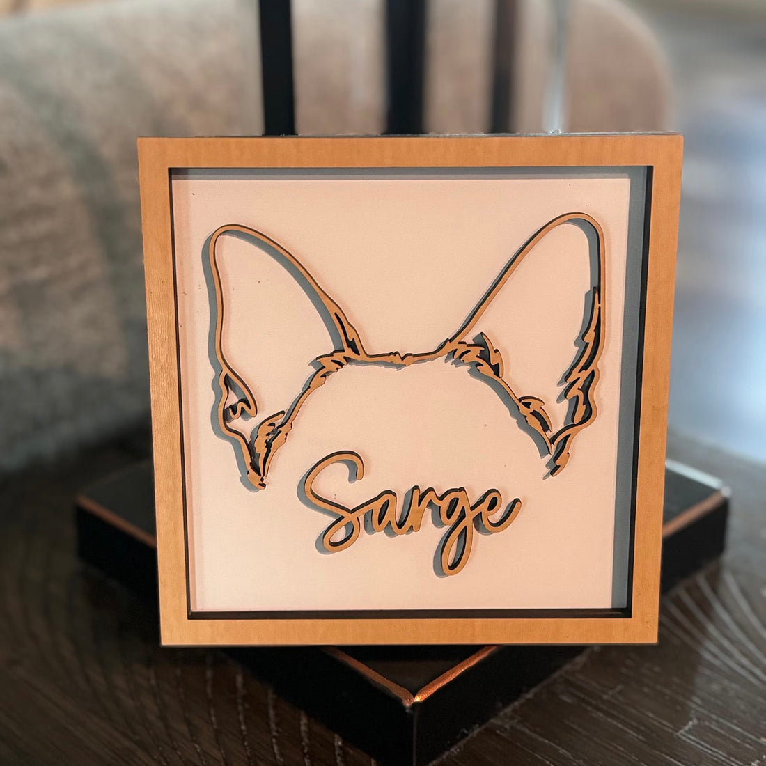 Custom Framed Dog Ear Drawing Pet Memorial Decor for Home
