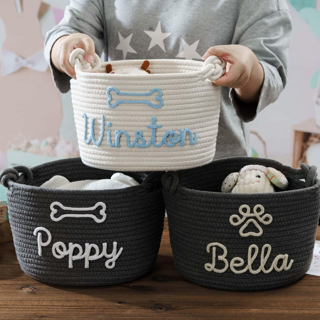 Personalized Dog Toy Basket