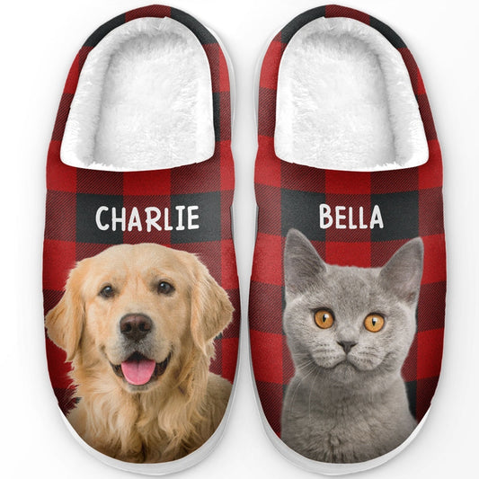 Custom Photo Fluffy Slippers - Personalized Birthday Gifts For Dog Cat Lovers