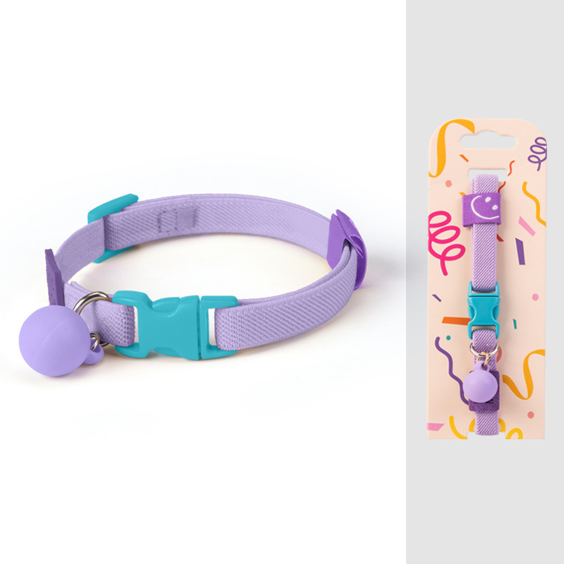 Bright Handmade Adjustable Pet Collar with Bell – Soft Yellow Cotton Dog & Cat Collar