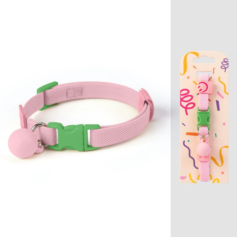 Bright Handmade Adjustable Pet Collar with Bell – Soft Yellow Cotton Dog & Cat Collar