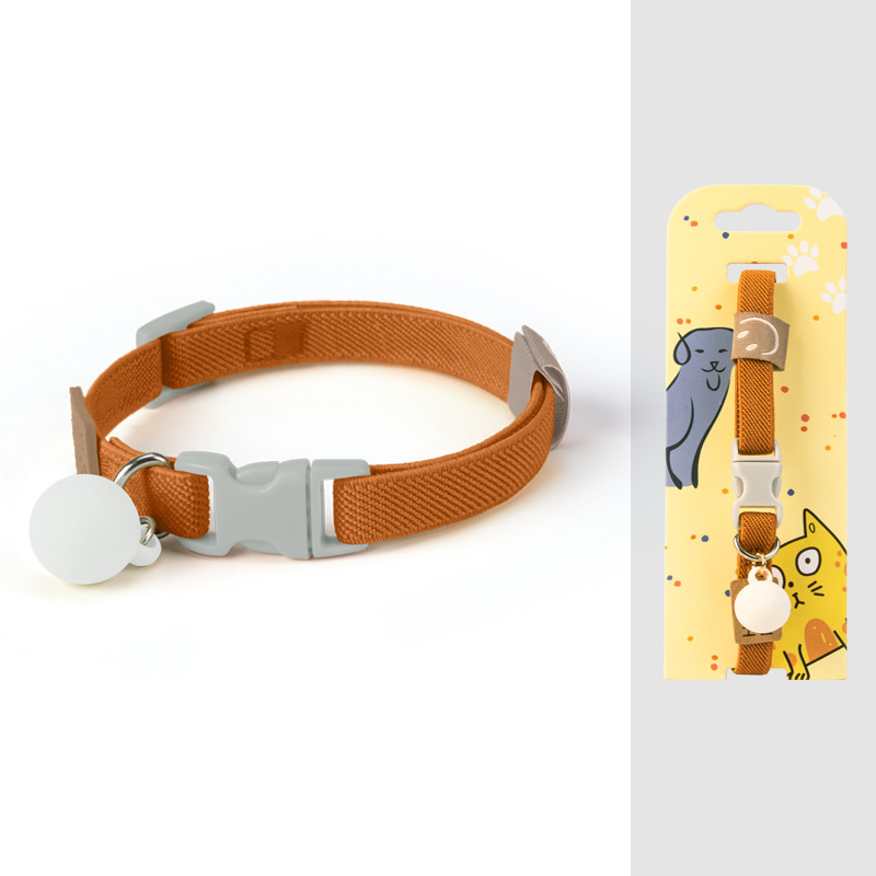 Bright Handmade Adjustable Pet Collar with Bell – Soft Yellow Cotton Dog & Cat Collar