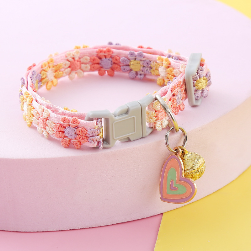 Handmade Floral Pet Collar – Cute Colorful Cotton Dog & Cat Collar
