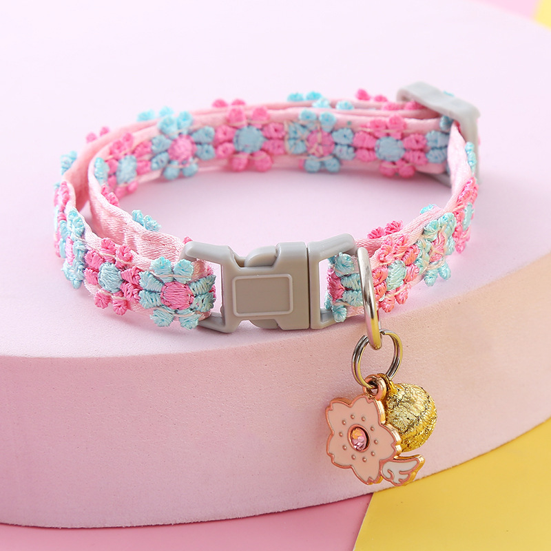 Handmade Floral Pet Collar – Cute Colorful Cotton Dog & Cat Collar