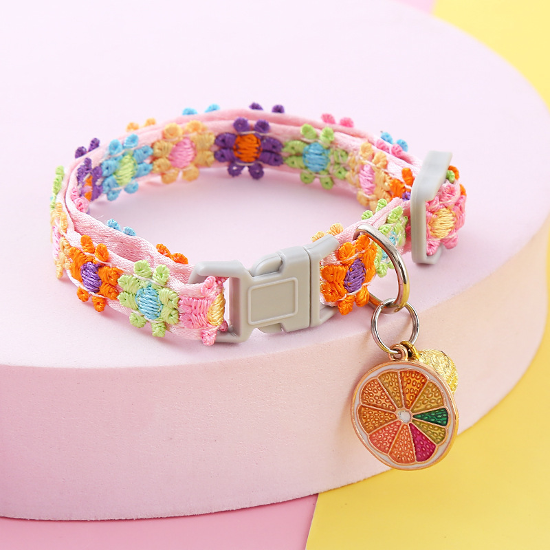 Handmade Floral Pet Collar – Cute Colorful Cotton Dog & Cat Collar