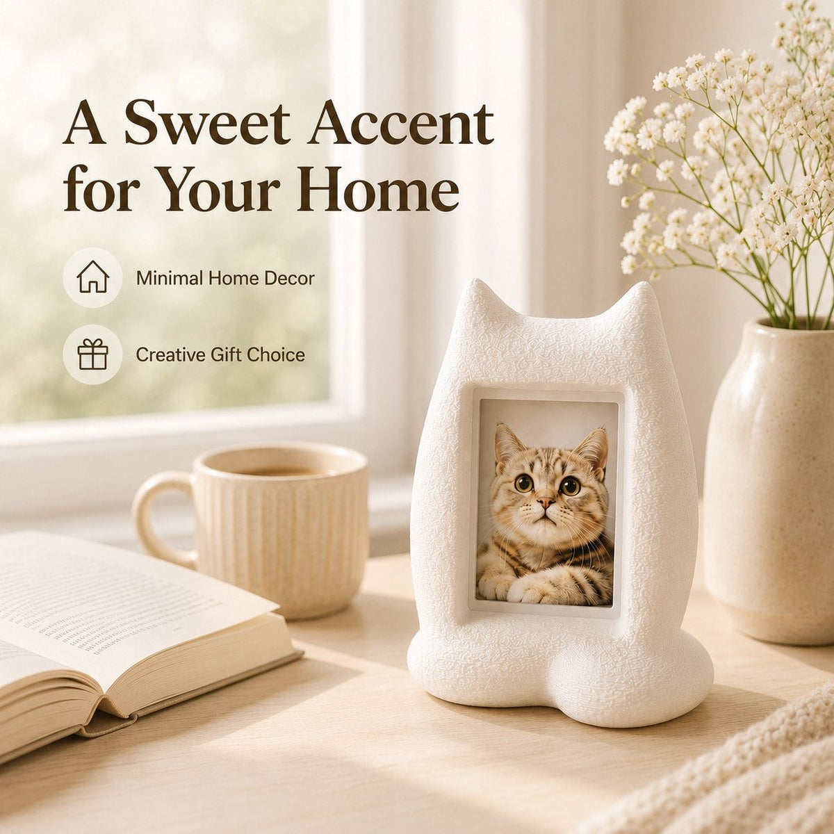 3D Printed Cat Photo Frame – Cute Desk Decor for Cat Lovers