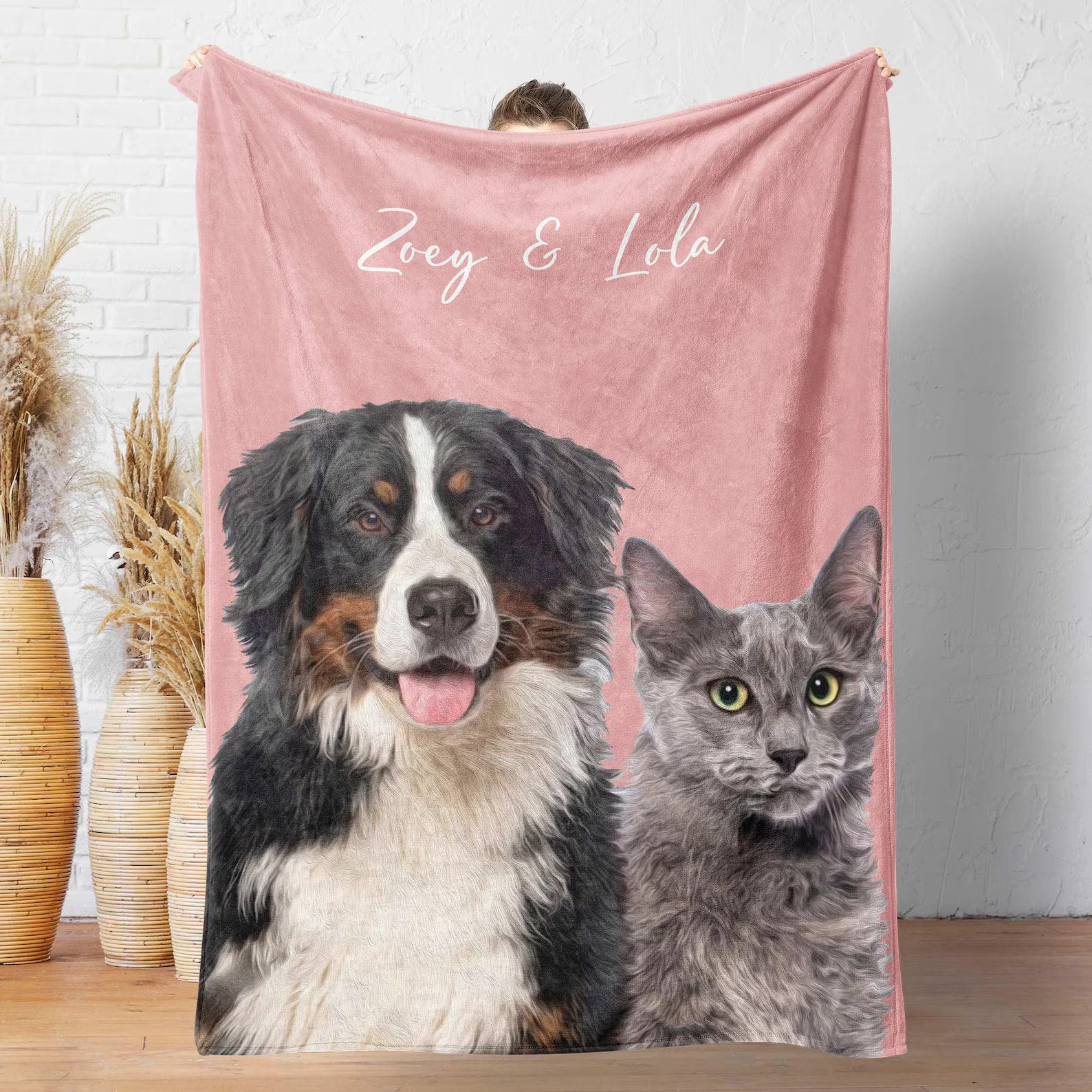 Custom Pet Blanket Using Pet Photo + Name