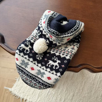 Pet Christmas Sweater with Hood, Autumn and Winter Clothing, Warm Sweater for Cats and Dogs