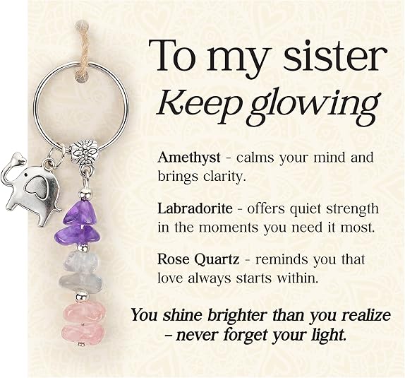 For Your Next Chapter – Crystal Keychain Graduation Gift for Her.  Strength, Wisdom & Good Luck