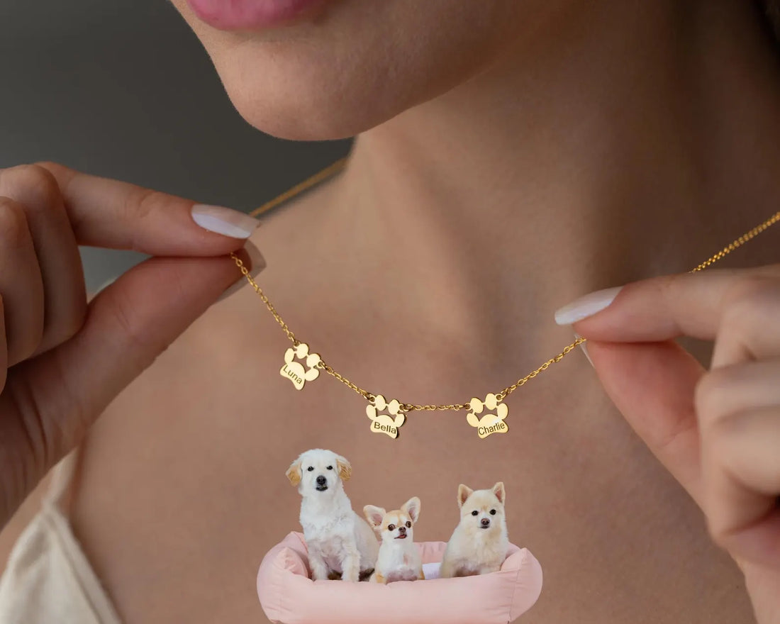 Personalized Tiny Dog Cat Paw Necklace