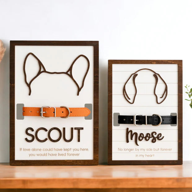 Boho Pet Memorial Decor Framed Dog Ear Drawing Keepsake