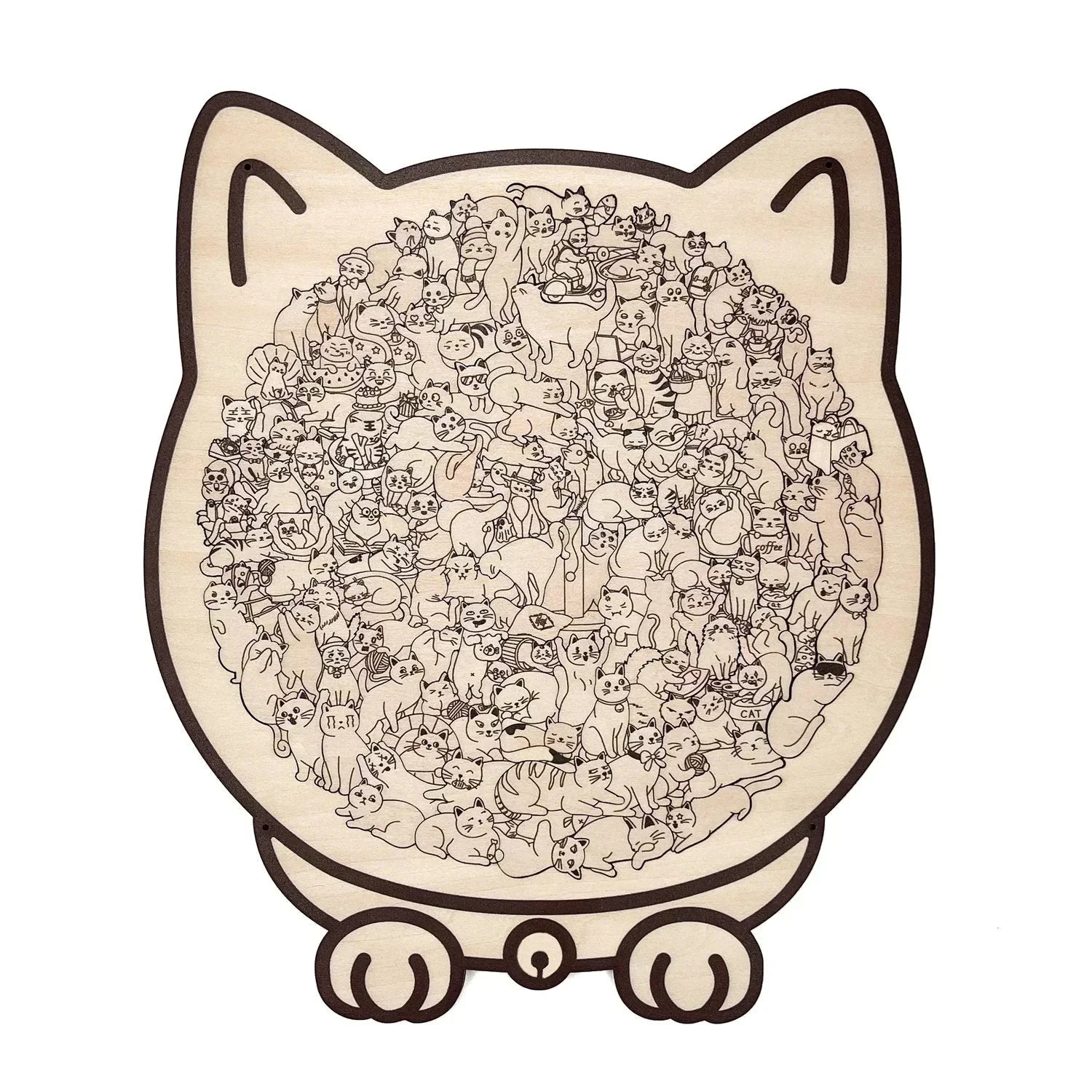 Morandi Cat Shaped Wooden Jigsaw Puzzle – 135 Pieces