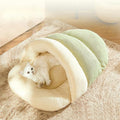 Semi-Enclosed Plush Cat Cave Bed