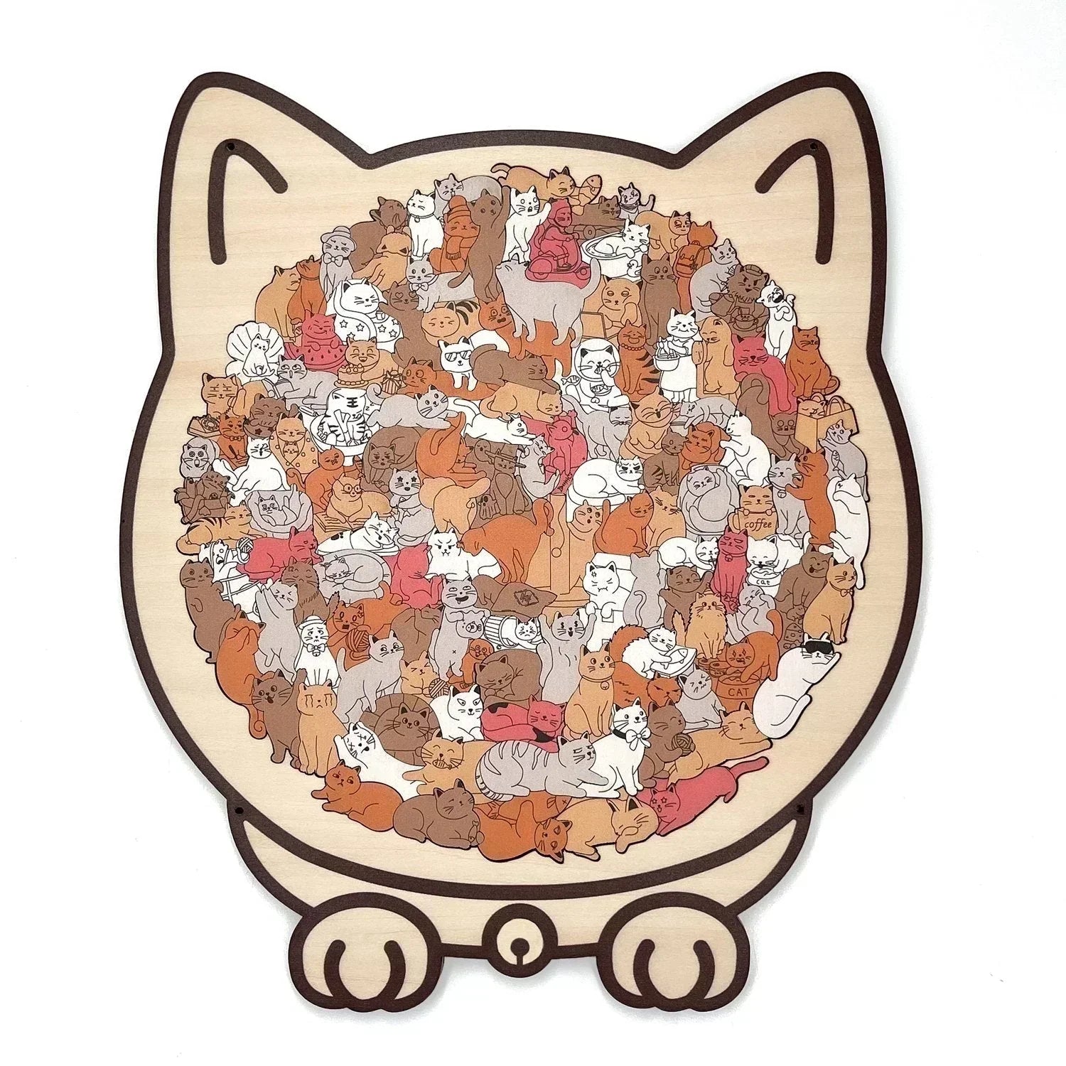 Morandi Cat Shaped Wooden Jigsaw Puzzle – 135 Pieces