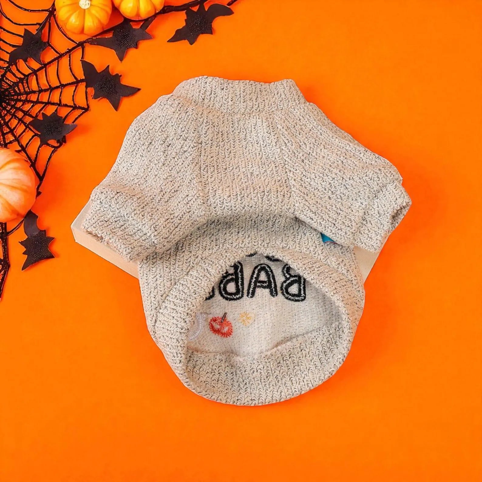 Embroidered Pumpkin Ghost Pet Sweater: Halloween Dog Cat Pullover