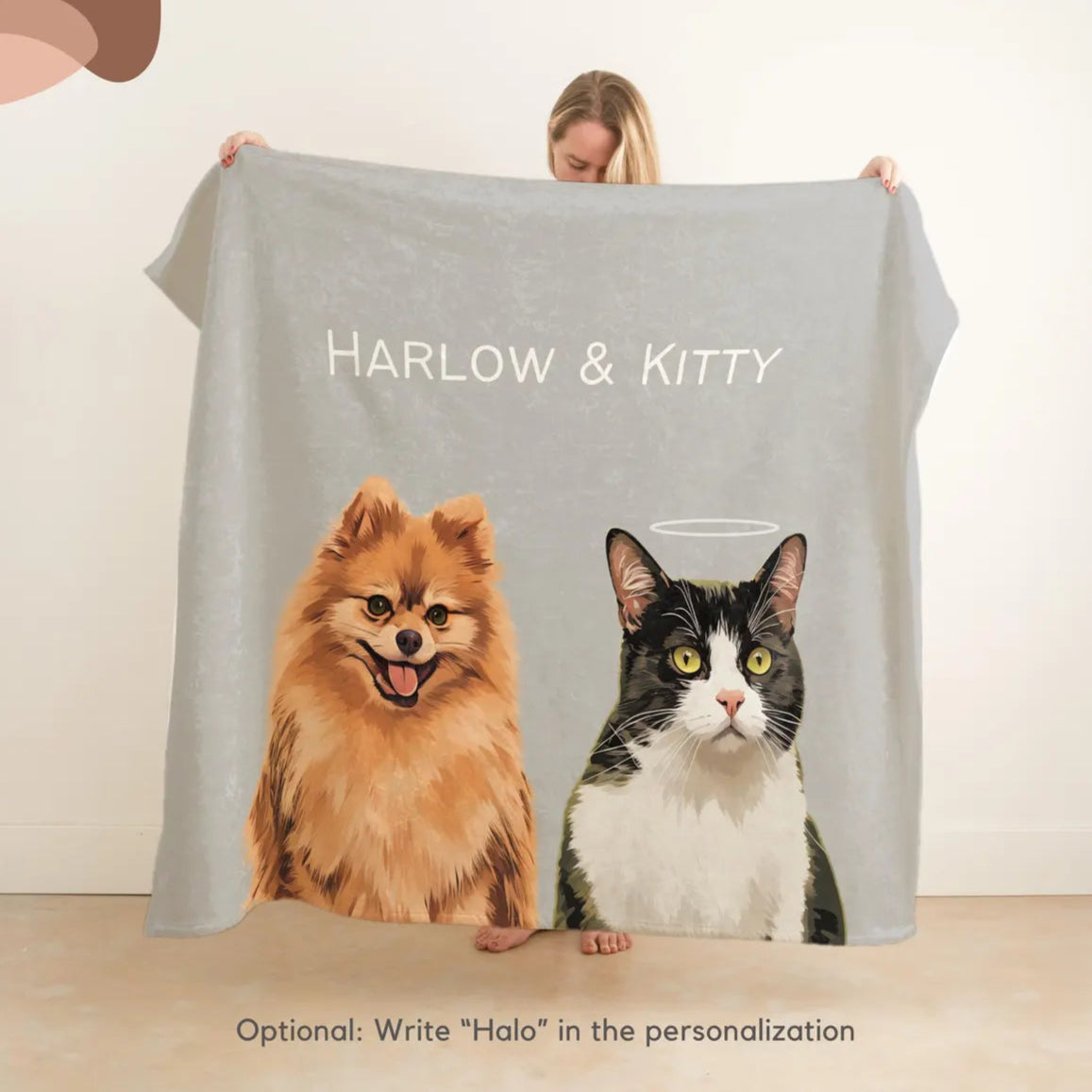 Custom Pet Blanket Using Pet Photo + Name