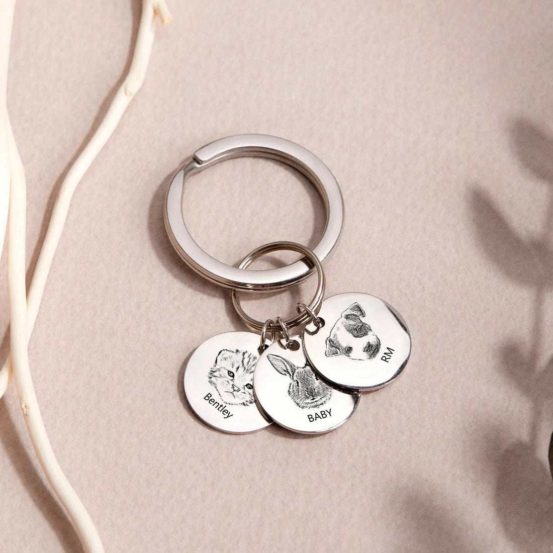 Custom Engraved Pet Portrait Keychain