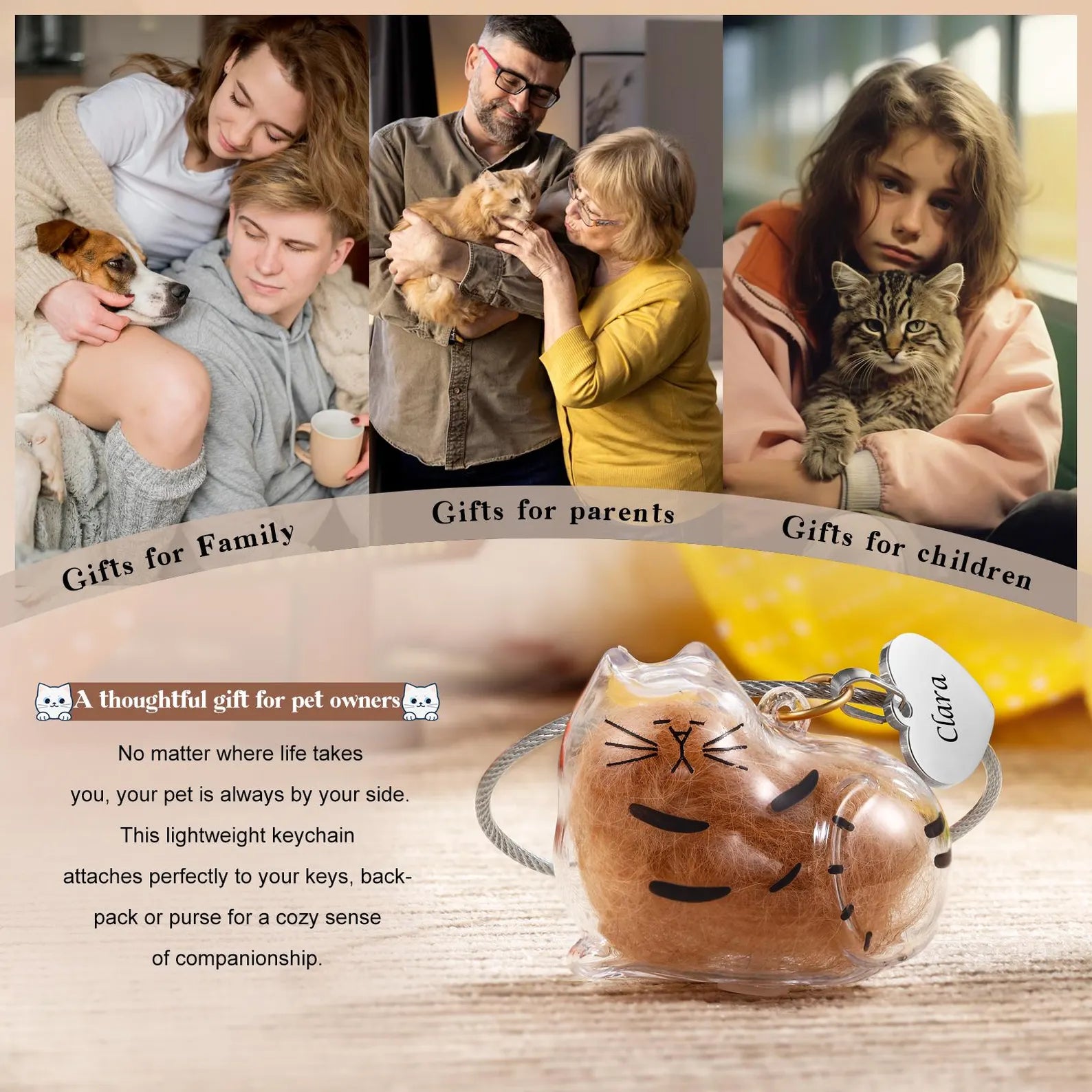 Cute Pet Fur keepsake Keychain