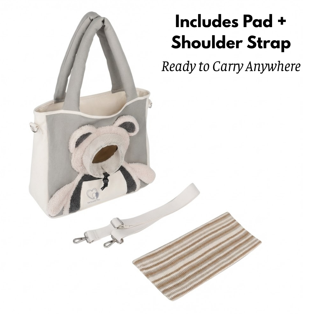 Cute Travel Carrier for Dogs & Cats (Pad + Strap Included)