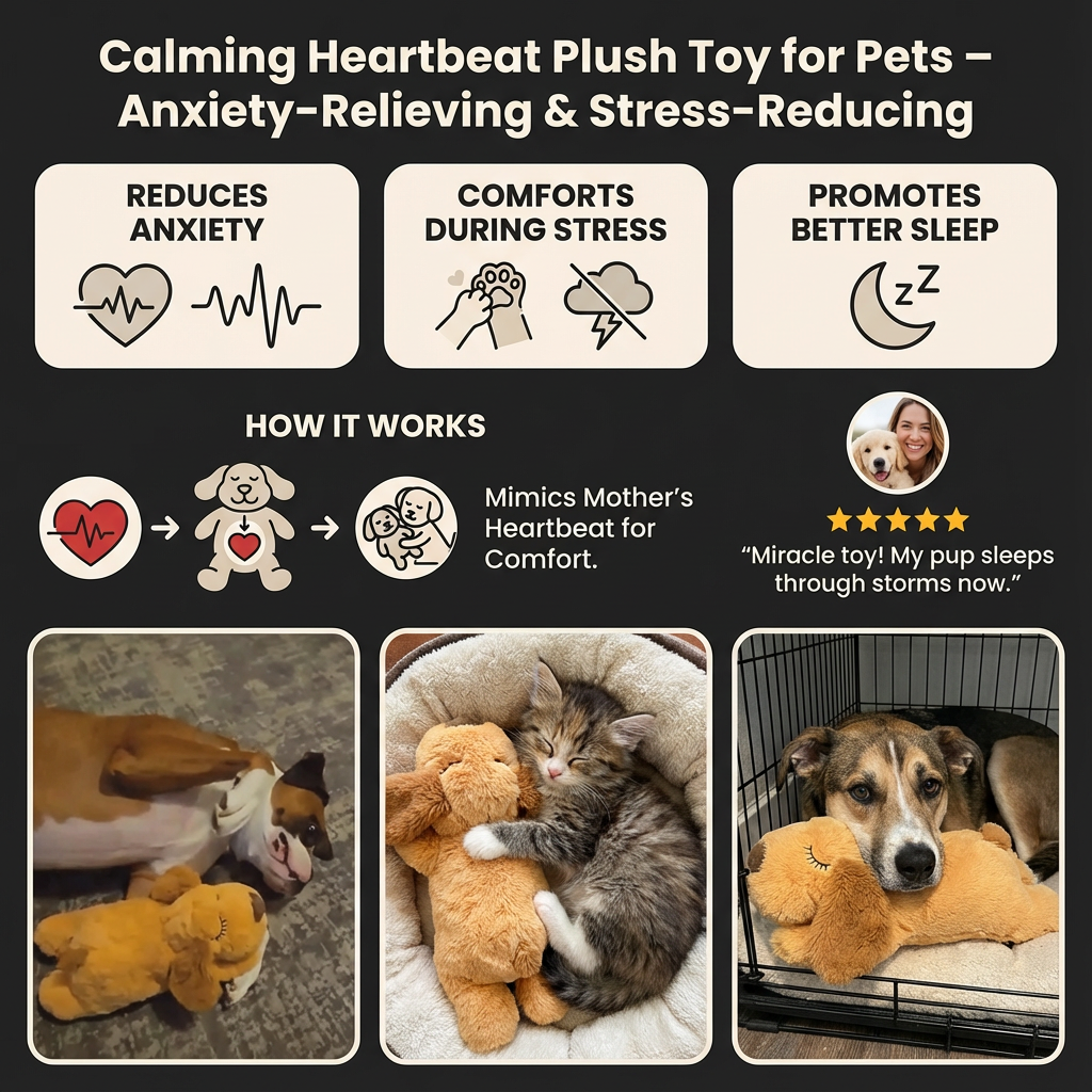 Calming Heartbeat Plush Toy for Pets – Anxiety-Relieving & Stress-Reducing