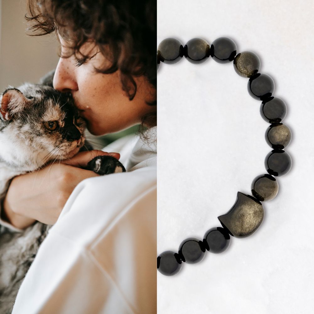 Black Cat Chakra “Power of 23” Positive Energy Golden Obsidian Bracelet