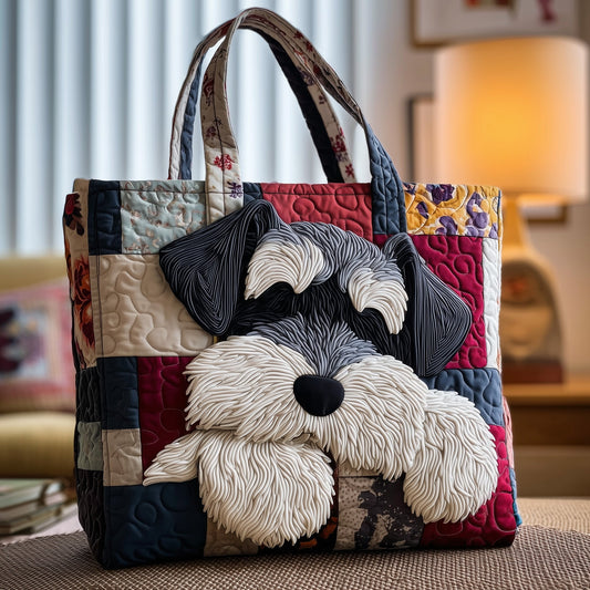 Sleepy Schnauzer Quilted Tote Bag