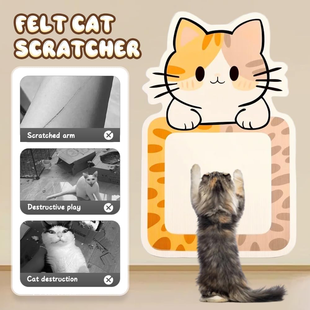 Cat Scratcher Wall Mounted Scratch Pad – Adhesive Back, Space‐Saving & Durable