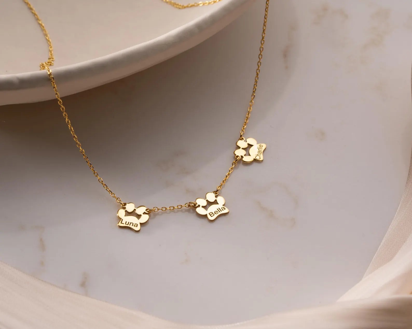 Personalized Tiny Dog Cat Paw Necklace