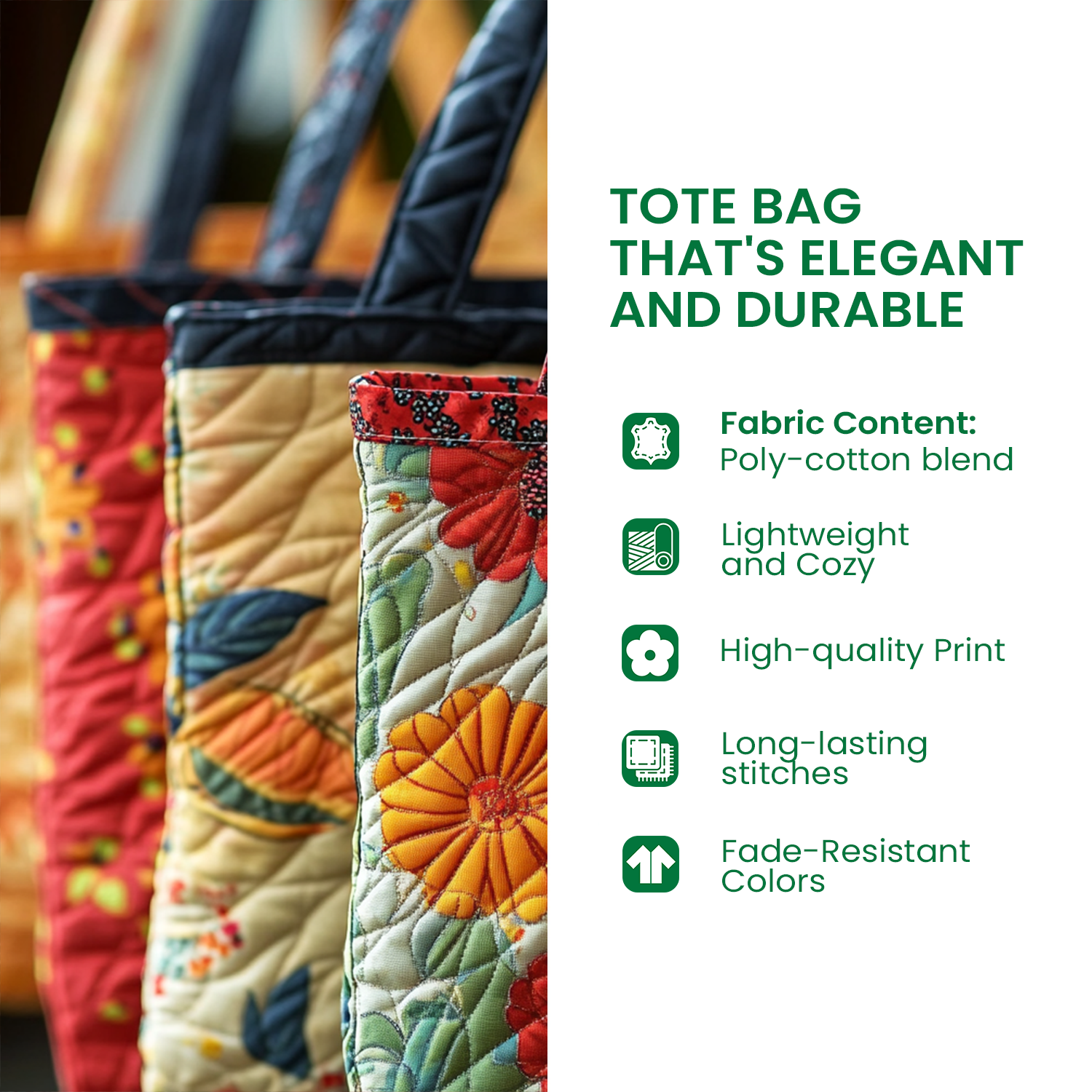 Chicken Patch Party Quilted Tote Bag