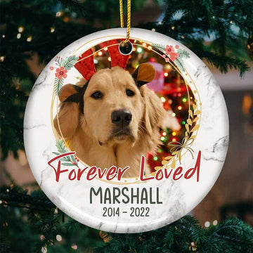 Personalized Custom Round Shaped Ceramic Christmas Ornament - Upload Image, Memorial Gift, Sympathy Gift, Gift For Pet Lovers, Christmas Gift